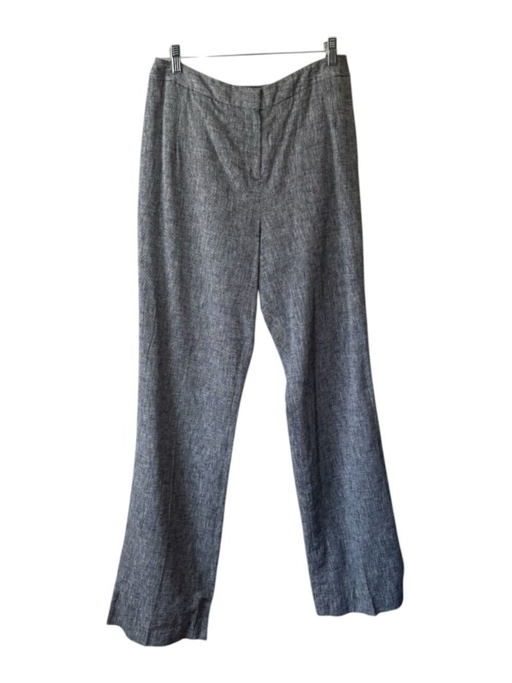 Signature By Larry Levine Linen Blend Gray Trousers High Waisted Pants 10 Preppy